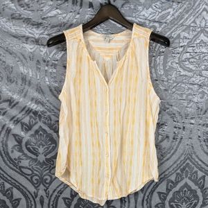 Lucky Brand button up Yellow White Stripes Large